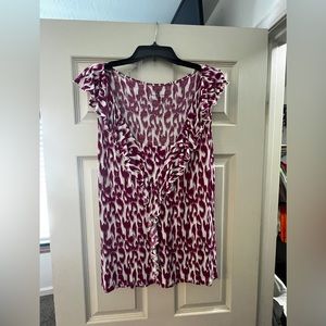 Ny & Co pink/white ruffle accented top